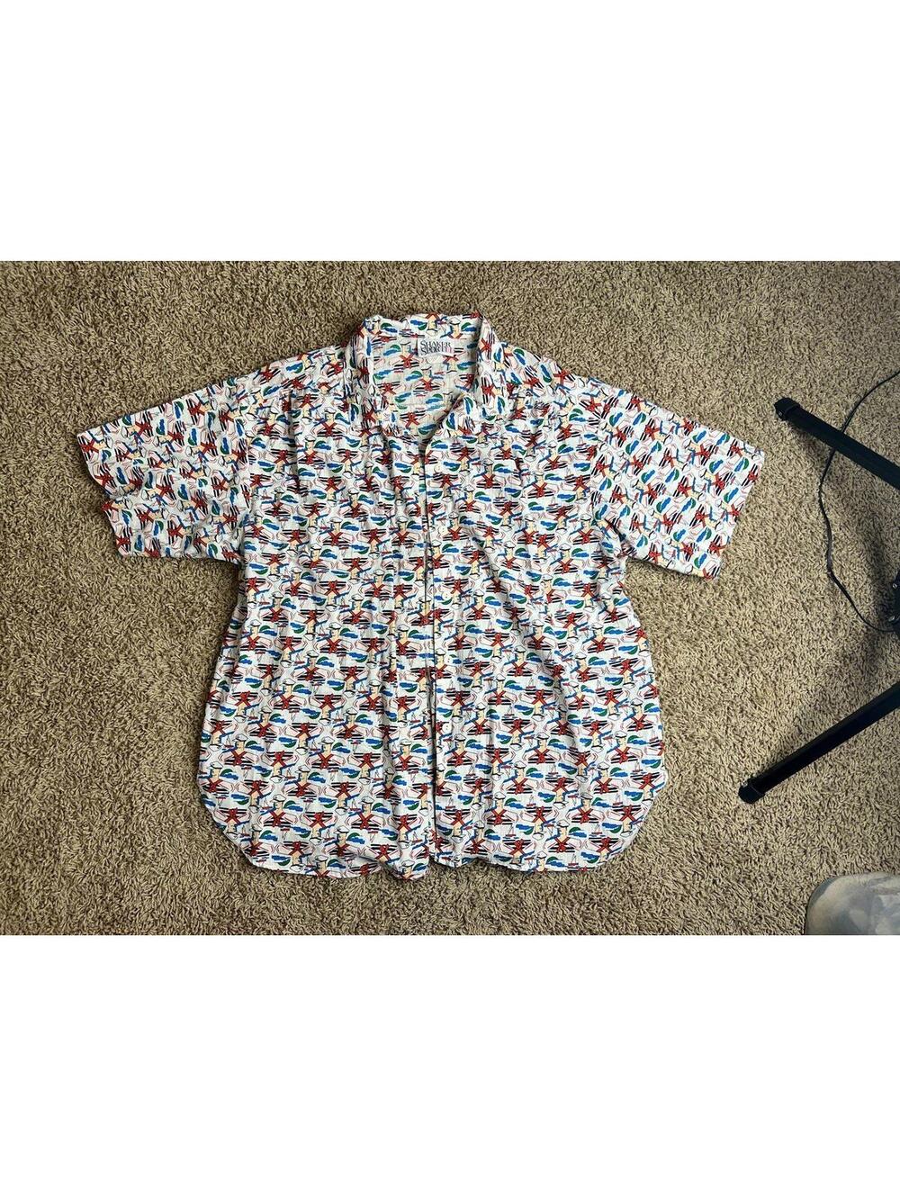 Vintage Shaker Sport Men's Short Sleeve Button-Up Shirt with Nautical Print